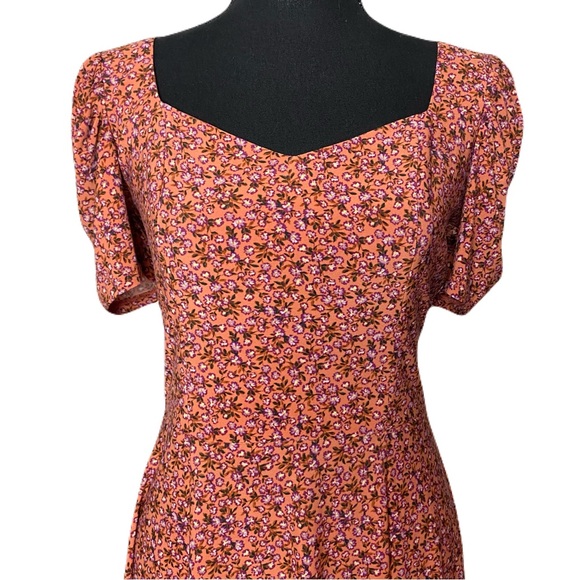 City Vibe Peach Floral Print Sweetheart Top Dress Women’s Medium - Picture 5 of 8